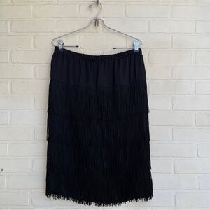 Vintage Black Fringe Skirt Western Line Dancing Attire